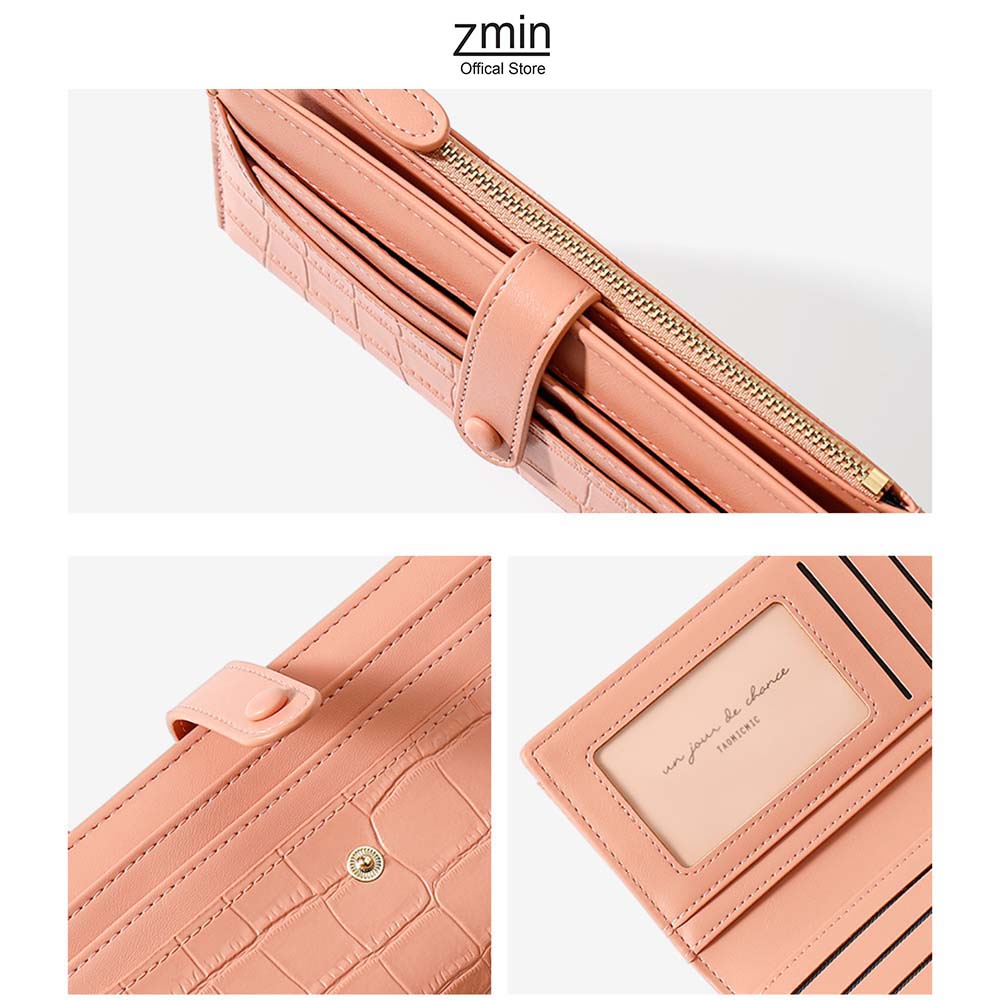 Ví bóp nữ dài cầm tay Zmin, chất liệu da PU cao cấp - V042