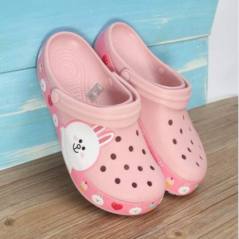 Dép cross  cho bé gái thỏ cony  quai ngang hàng  xuất khẩu full box  tặng kèm hộp và sticker gắn dép cross
