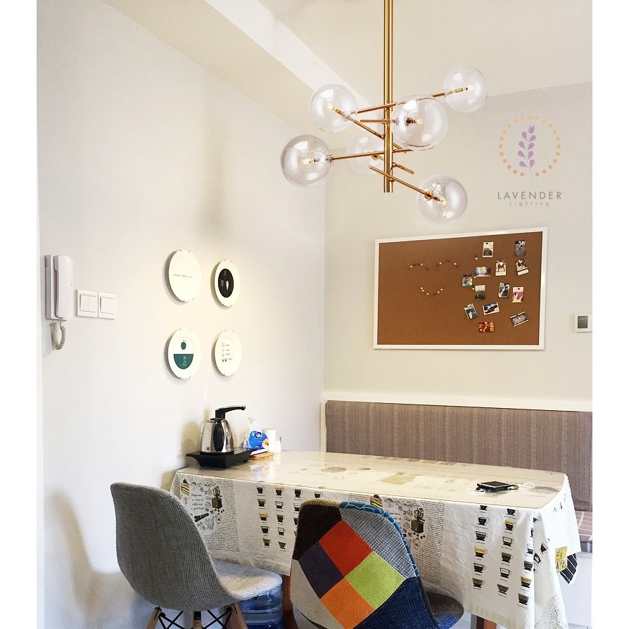 Đèn thả chùm bóng que thân mạ vàng TH223