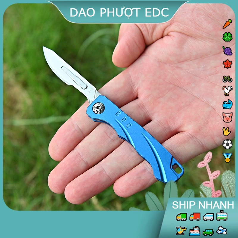 Dao Phượt Gấp Mini - Treo Chùm Chìa Khóa - Có Lưỡi Phụ Đi Kèm