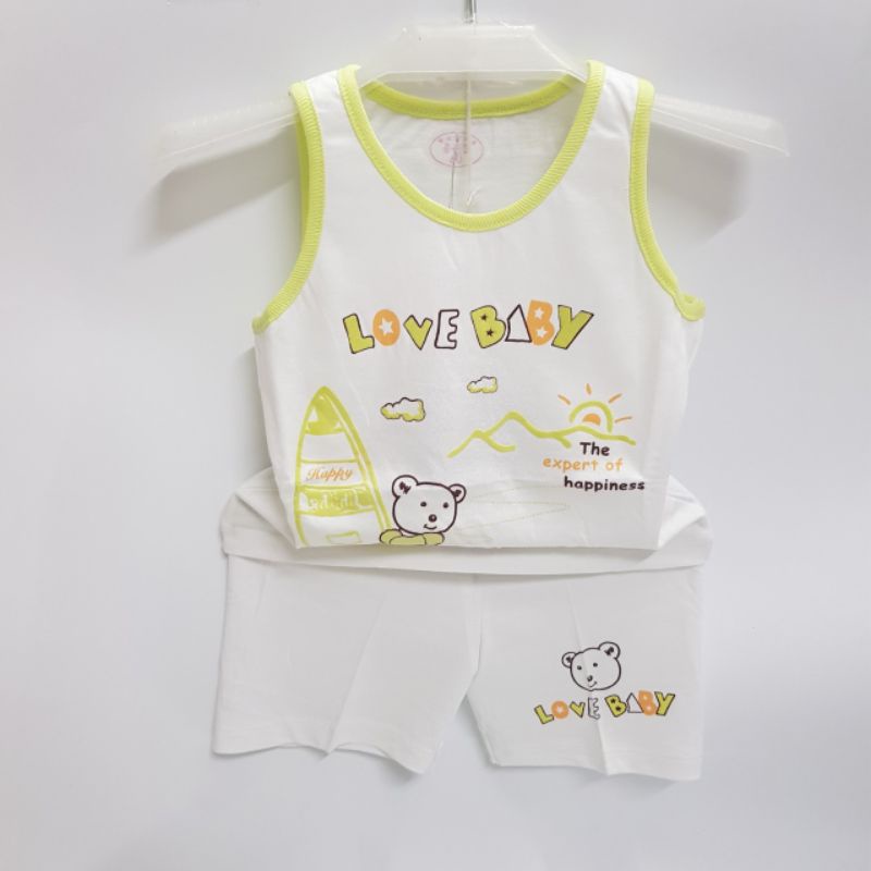 Bộ cotton ba lỗ - phối viền sát nách quảng châu cho bé 6-15kg