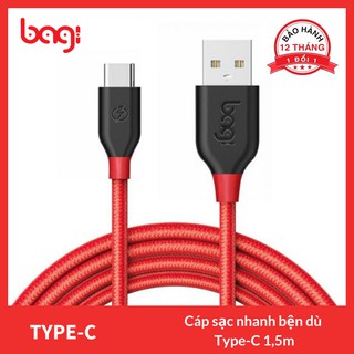 CÁP SẠC NHANH TYPE-C DÂY BỆN DÙ BỀN DAI BAGI 1,5 M CH150 - HÀNG CHÍNH HÃNG BAGI