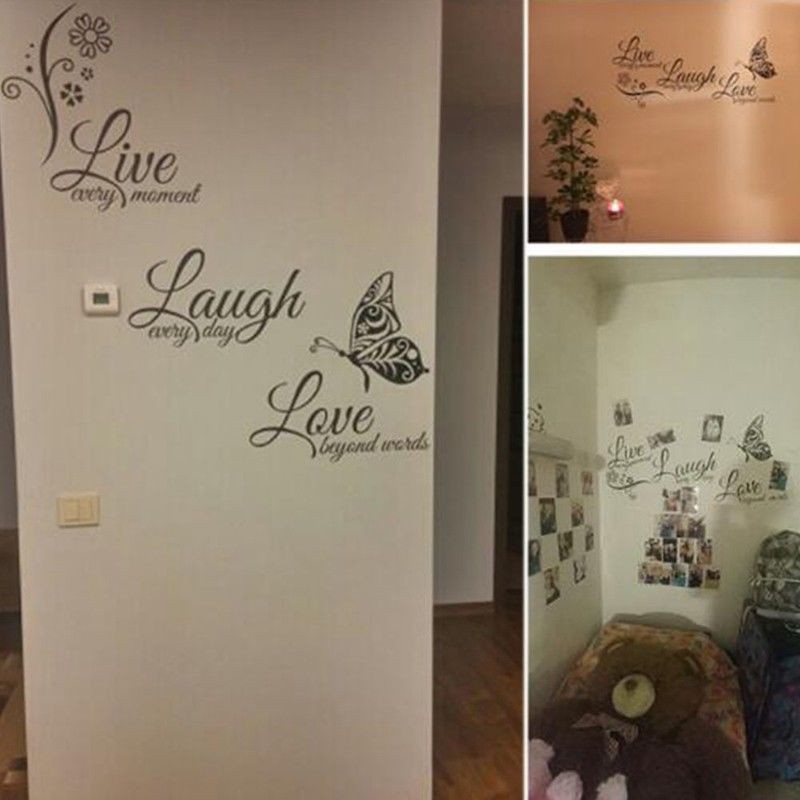 Miếng dán tường vinyl hình chữ LIVE LAUGH LOVE dễ thương , dễ chùi rửa