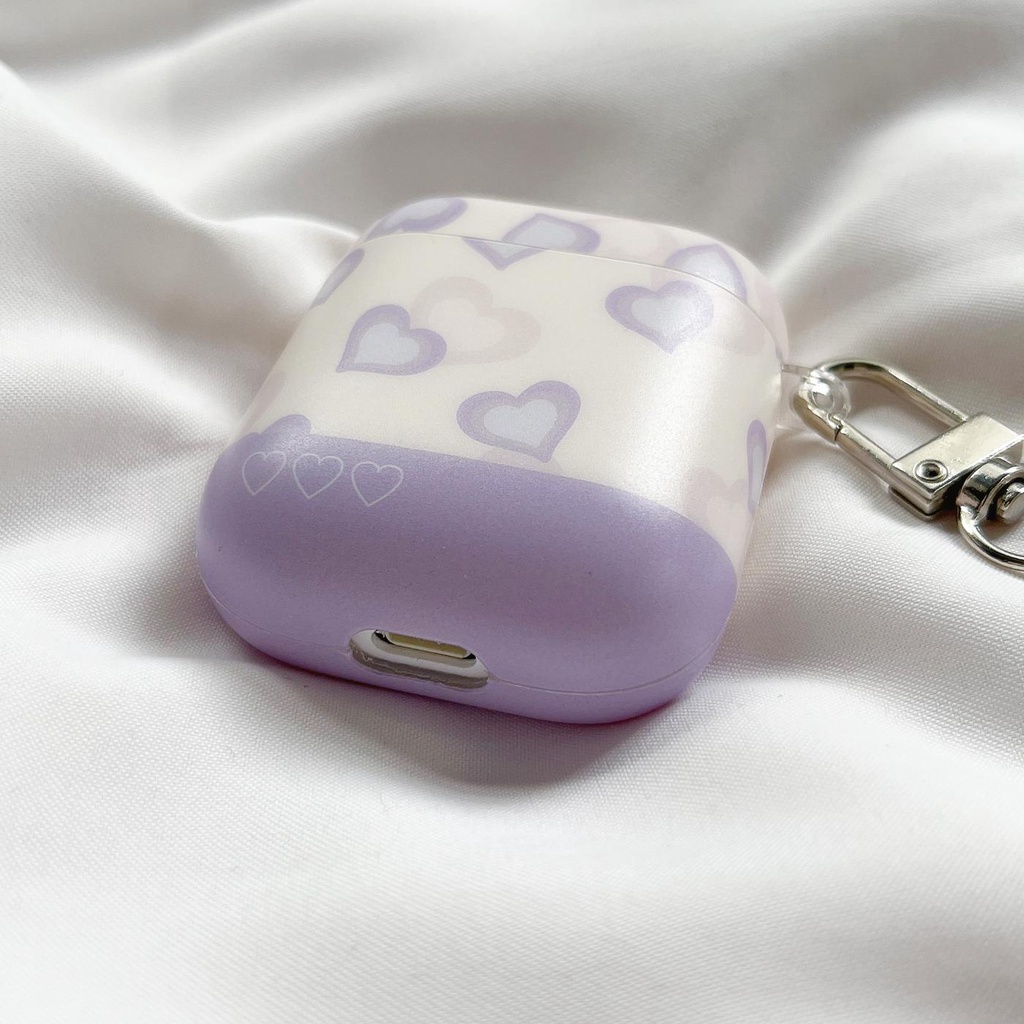 Vỏ Bảo Vệ Hộp Sạc Tai Nghe AirPods 1 2 pro 3 2021 gen3 Bluetooth Không Dây Chất Liệu Silicon Tpu Mềm Trái Tim Tím Hồng Phối Mặt Móc