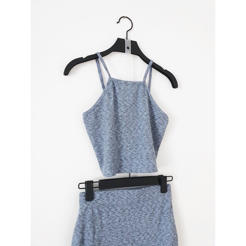 Bộ áo yếm và váy midi xẻ tà thun tăm cotton AfterBefore