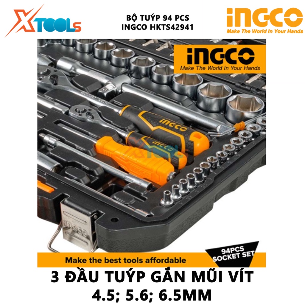 Bộ tuýp đa năng 94 chi tiết INGCO HKTS42941 bộ 94 đầu tuýp