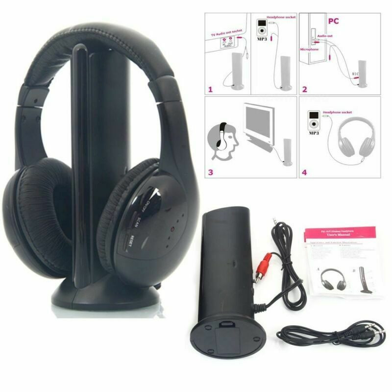 Tai Nghe Bluetooth Hi-Fi Không Dây 5 Trong 1 Cho Tv Dvd Mp3 Pc - Màu Đen | BigBuy360 - bigbuy360.vn