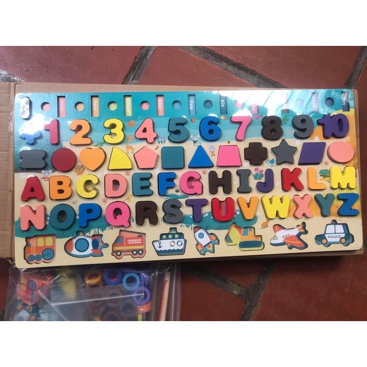 Bảng logic bằng gỗ 6in1 cho bé