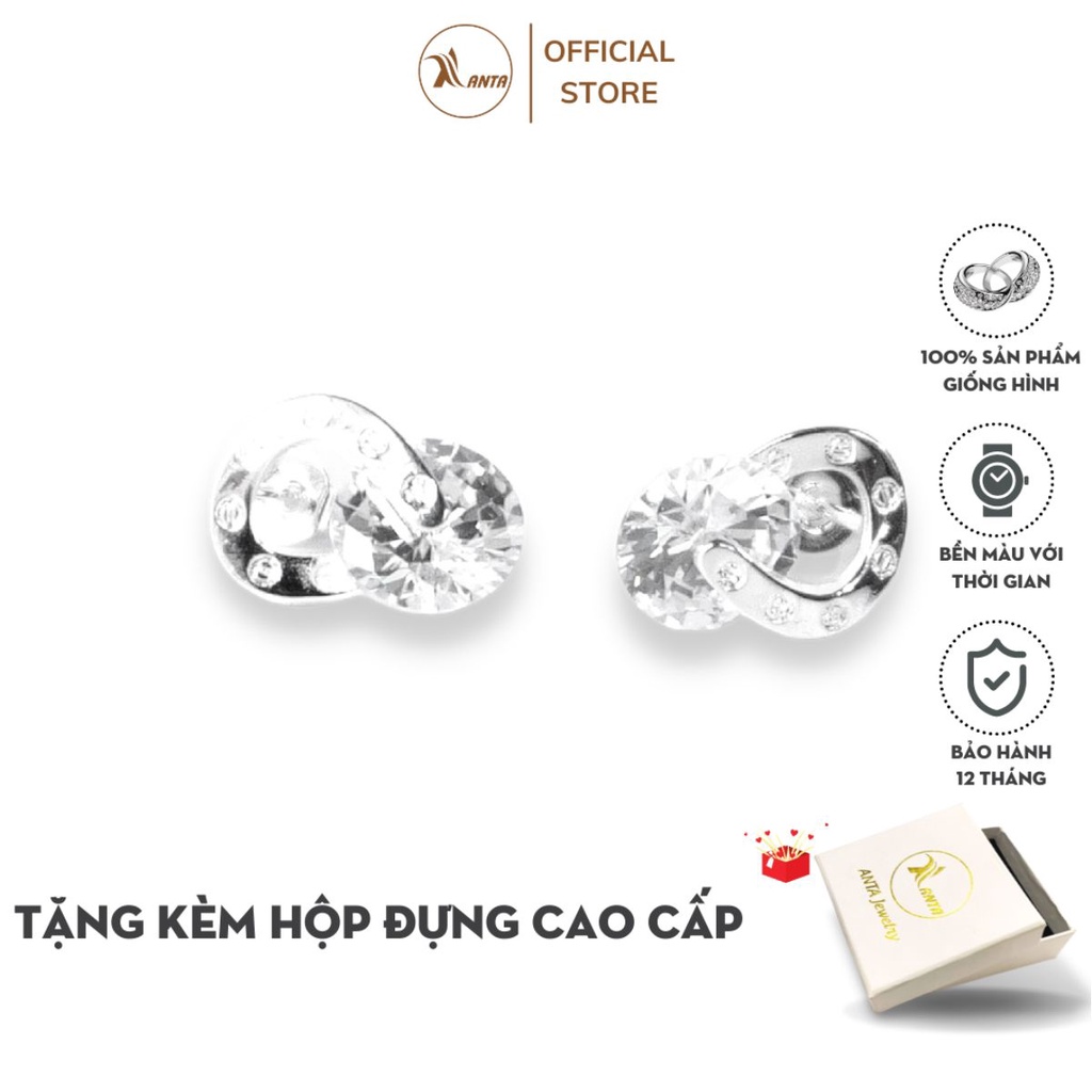 Bông tai bạc phong cách Hàn Quốc đính đá sang trọng - Trang Sức 𝐀𝐍𝐓𝐀 𝐉𝐞𝐰𝐞𝐥𝐫𝐲 ATJ8057