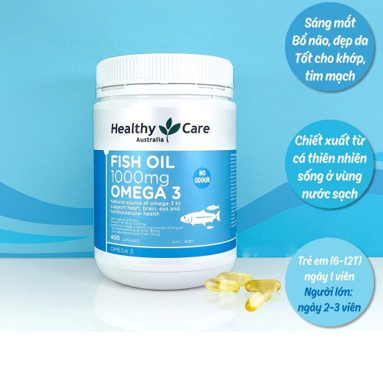 Dầu cá Fish Oil 1000mg Omega 3 Healthy Care Extaste 400 và 500 Viên