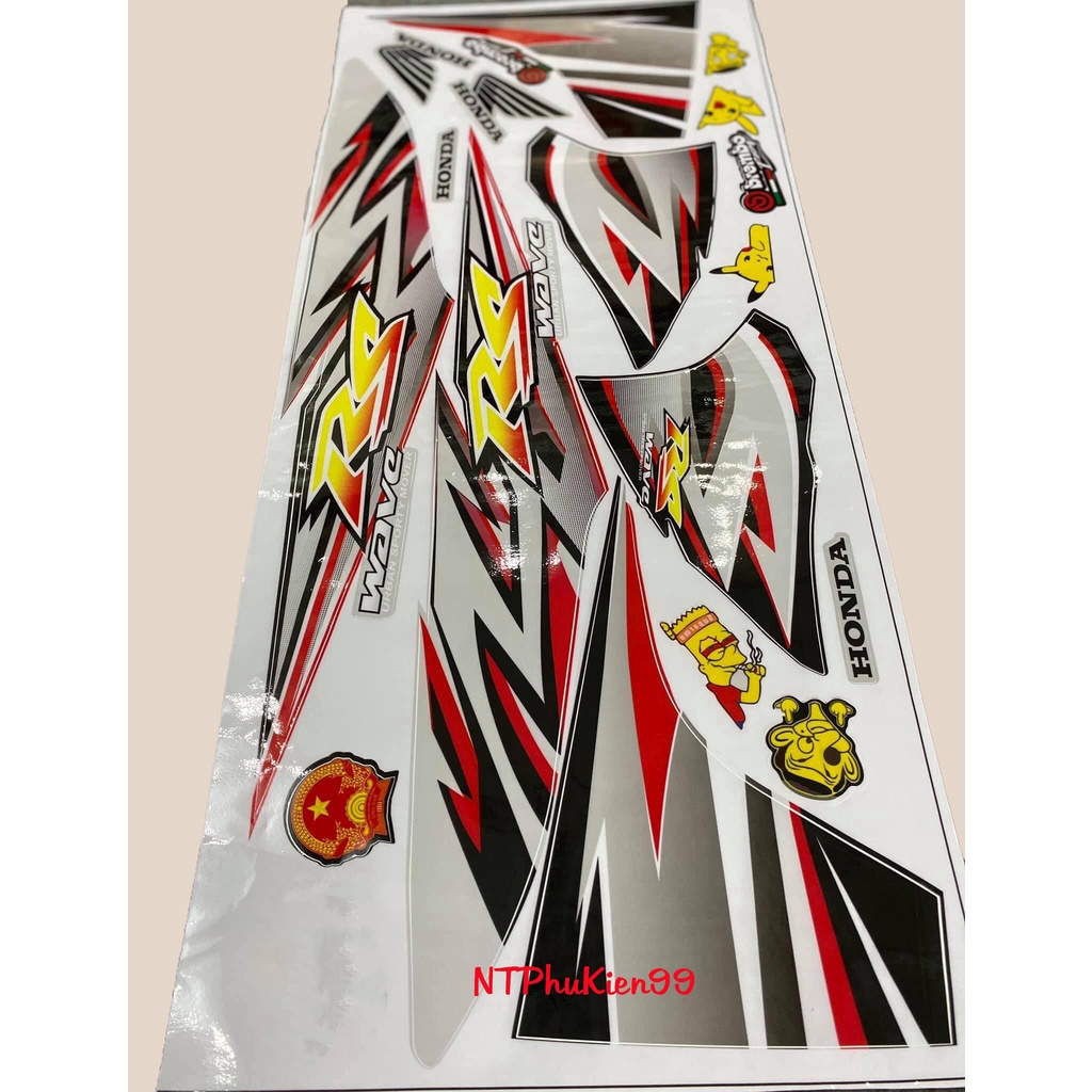 Tem rời Wave Alpha MẪU RS phối màu. Dán cho Wave 50cc/100cc/110cc