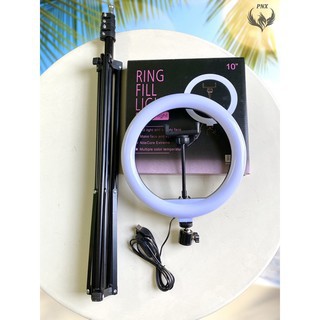 Đèn livestream bán hàng, make up kèm gậy 2m1, giá đỡ điện thoại size 30cm