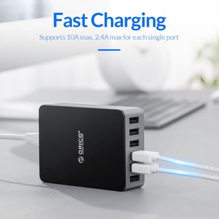 Đế Sạc ORICO Để Bàn USB 6 Cổng 50W (DHE-6U) (màu hồng)