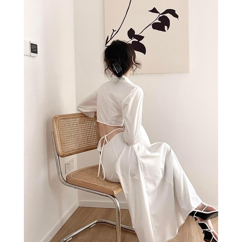 VÁY TRẮNG KHOÉT EO LƯNG
