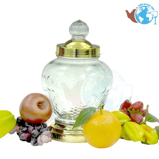 Bình ngâm sâm thủy tinh 3.5 lít có hoa văn