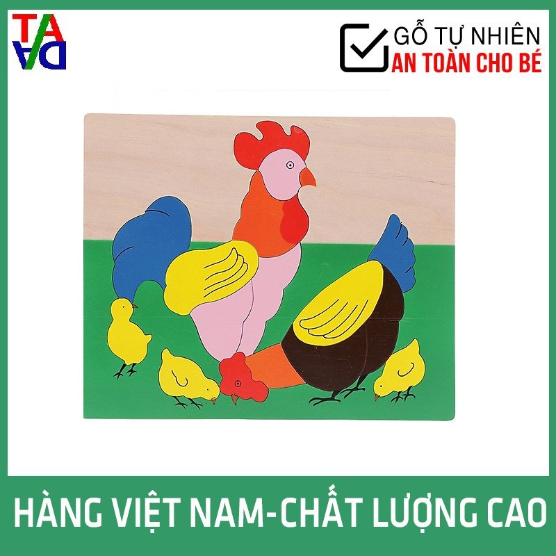 Đồ Chơi Gỗ VNXK Hợp Chuẩn, An Toàn Cho Bé - Tranh Ghép Hình Con Vật