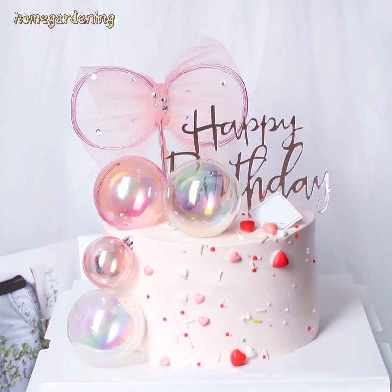 Quả cầu trong suốt nhiều màu sắc dùng để trang trí bánh kem xinh xắn