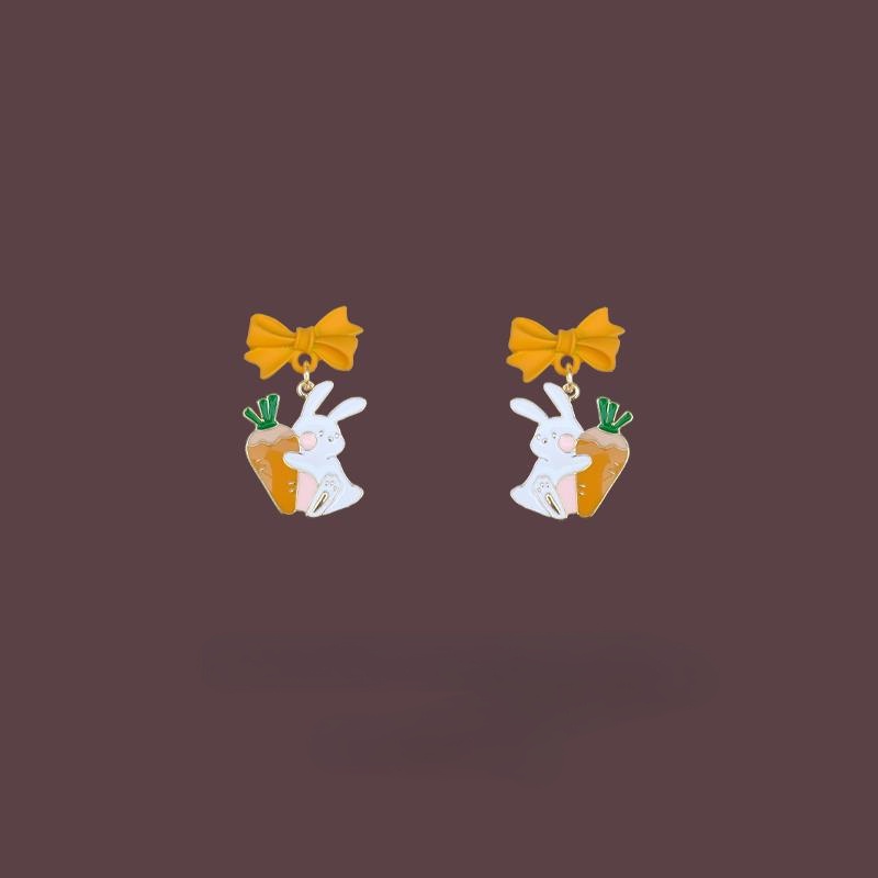 Khuyên Tai Nơ Vàng Cà Rốt Phong Cách Mới Mùa Hè