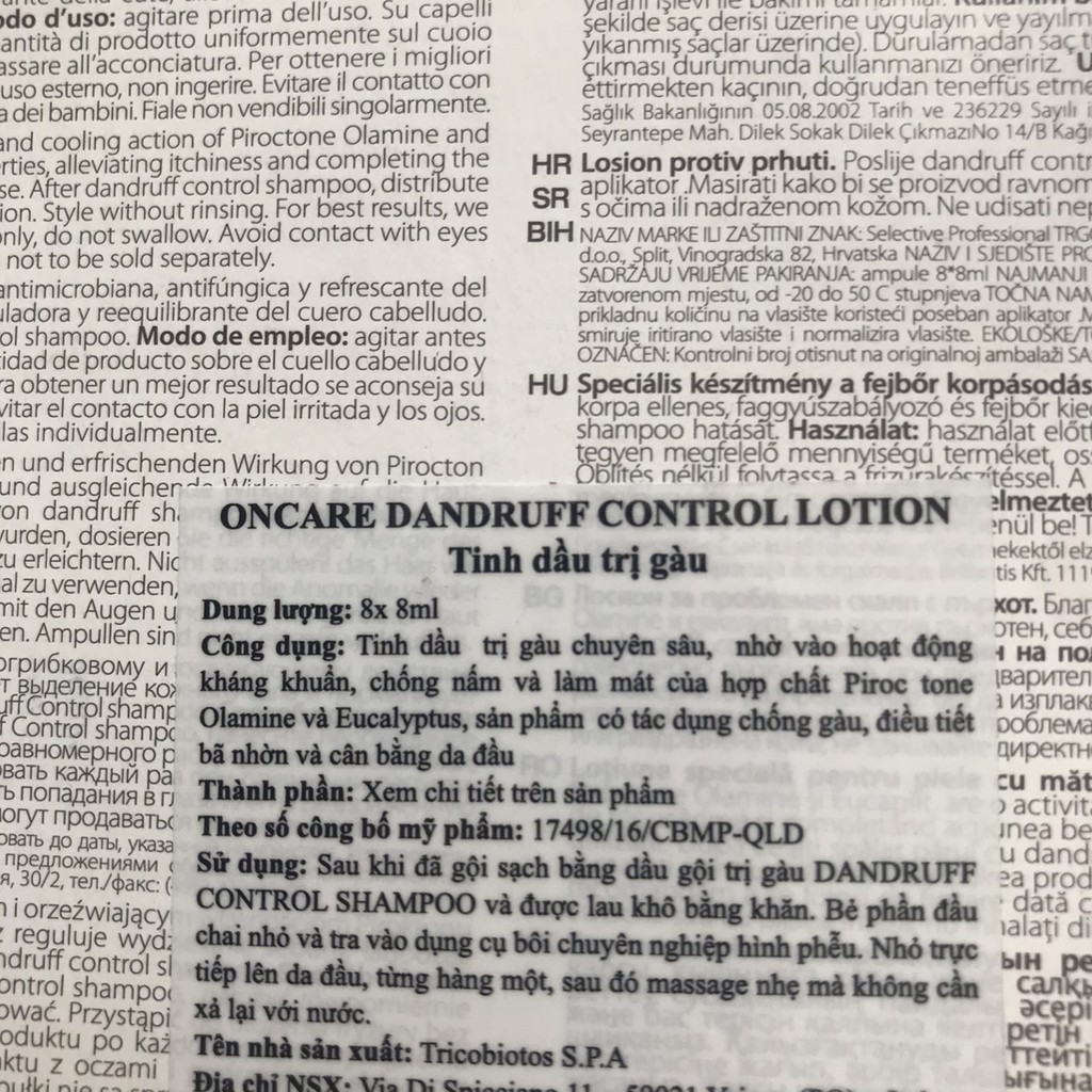 Tinh dầu ngăn gàu cho tóc Selective Dandruff Control Lotion OnCare 8x8ml chính hãng