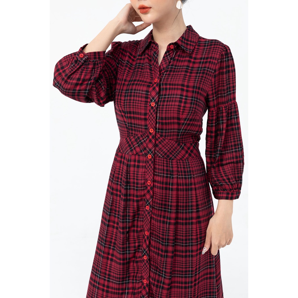 Đầm LAMER Bigsize Cổ Đức Nẹp Cúc Đai Eo L63R21Q009