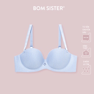 Áo lót mút vừa cúp ngang su đúc không gọng hoạ tiết sọc siêu nâng BOM SISTER A9940