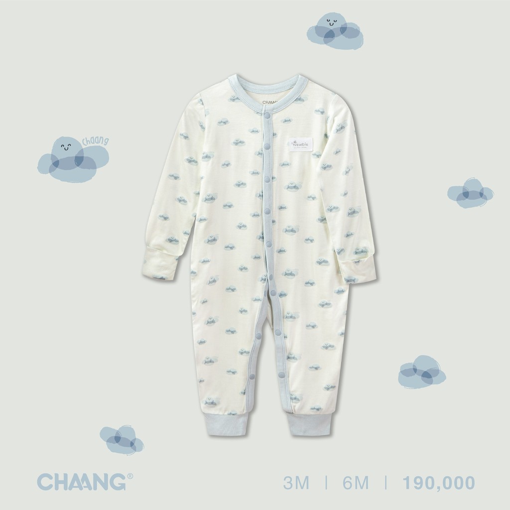 Body dài cúc giữa SUMMER xanh da trời, quần áo, phụ kiện, đồ sơ sinh Chaang cotton an toàn cho bé