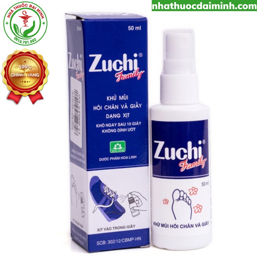 Zuchi Family Xịt Giày 50ml - Khử Mùi Hôi Chân, Xịt Thơm Giày Dép