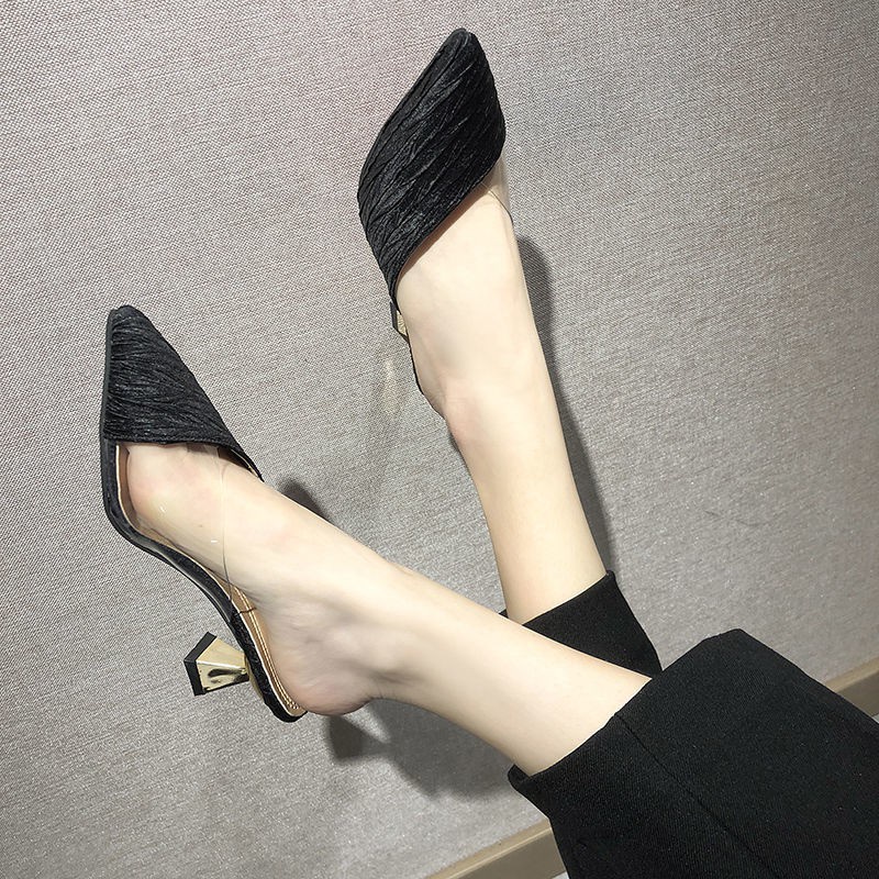 Dép Cao Gót Mũi Nhọn Thời Trang Mùa Hè Phong Cách Hàn Quốc Cho Nữ 2021