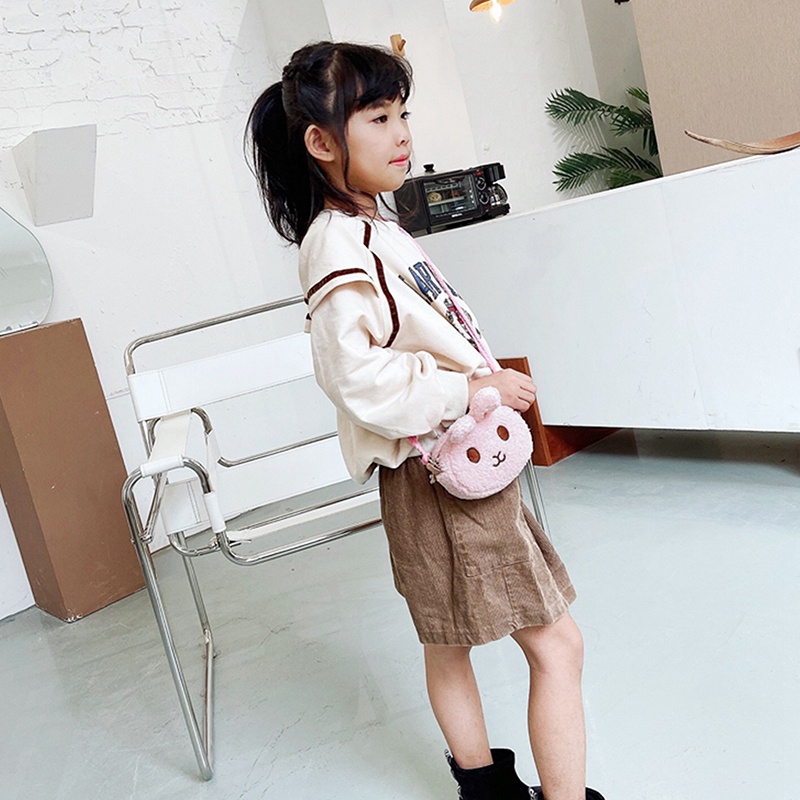 Túi Đeo Chéo Hình Thỏ Con Hoạt Hình Xinh Xắn Dành Cho Bé Gái