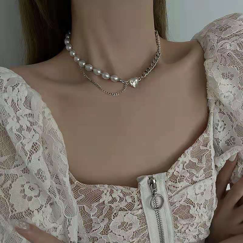 Dây chuyền trái tim phối hạt sexy cá tính (có sẵn)