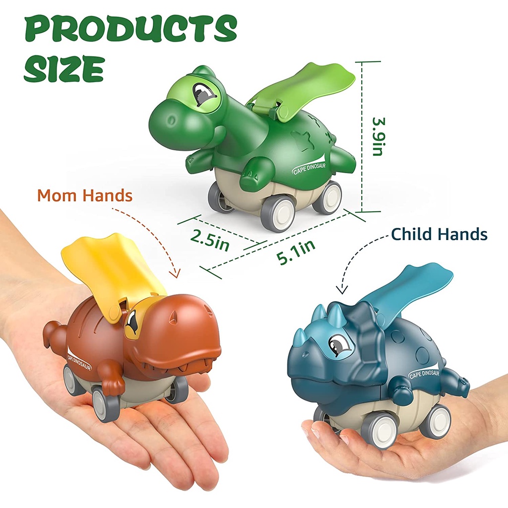 Set 3 Đồ Chơi Khủng Long Dễ Thương Dành Cho Bé 1-6 Tuổi