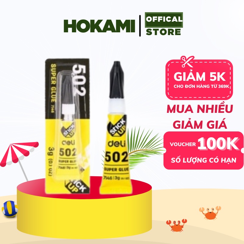 Keo siêu dính Deli có thể dính túi ,giày,dép - keo 502 deli - 1 lọ - 7146 - HOKAMI STORE