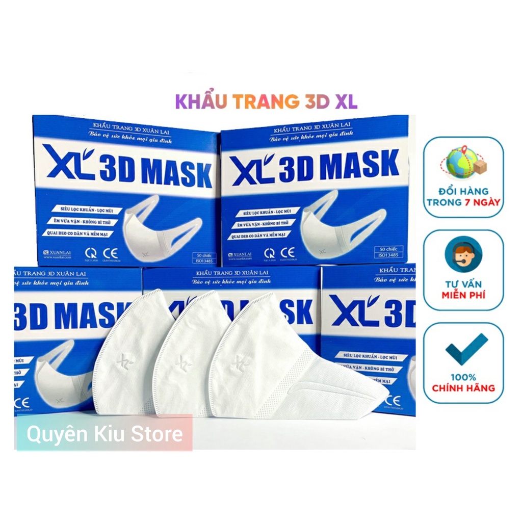 [Combo 2 hộp] Hộp 50 Chiếc Khẩu Trang 3D MASK Xuân Lai Kháng Khuẩn Công Nghệ Nhật Bản