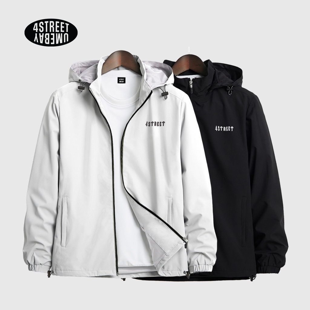 Áo khoác gió 2 lớp nam nữ chống nước 4Street by Umebay, jacket vải dù mũ có khóa tháo rời 4ST-JK01