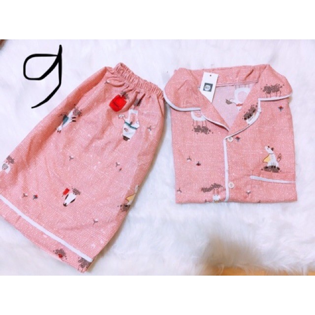 BỘ PIJAMA ÁO CỘC QUẦN ĐÙI 9 MÀU giao màu ngẫu nhiên
