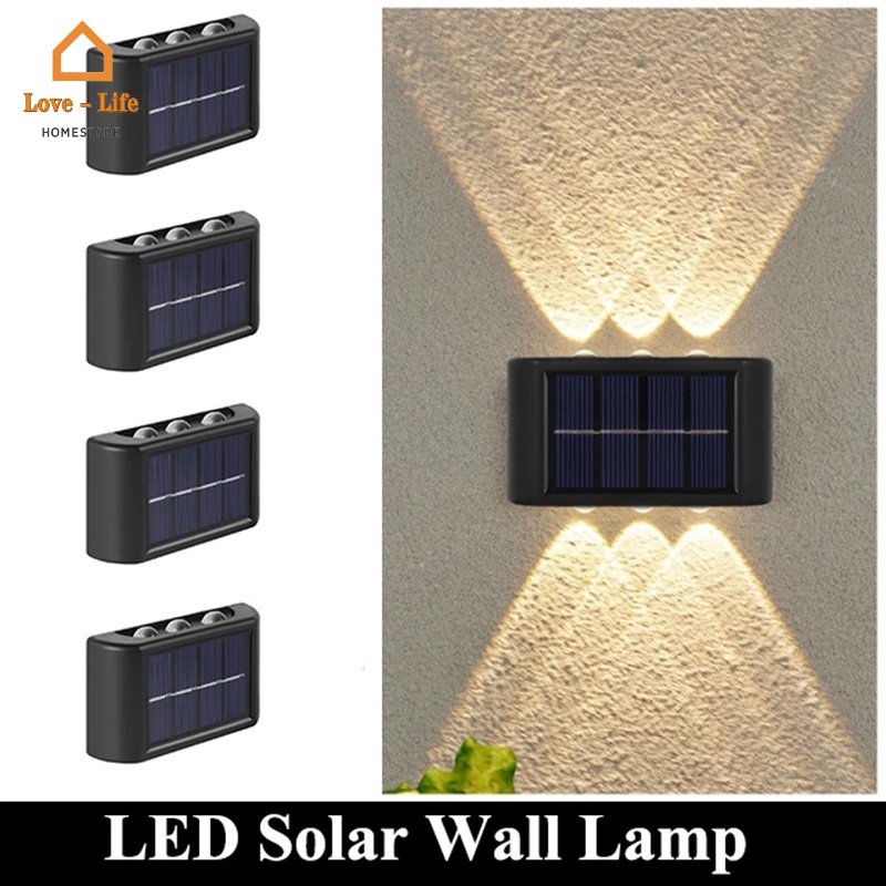 Đèn LED 6 Bóng Sử Dụng Năng Lượng Mặt Trời Chống Mưa Gắn Tường Trang Trí Sân Vườn/Sân Vườn