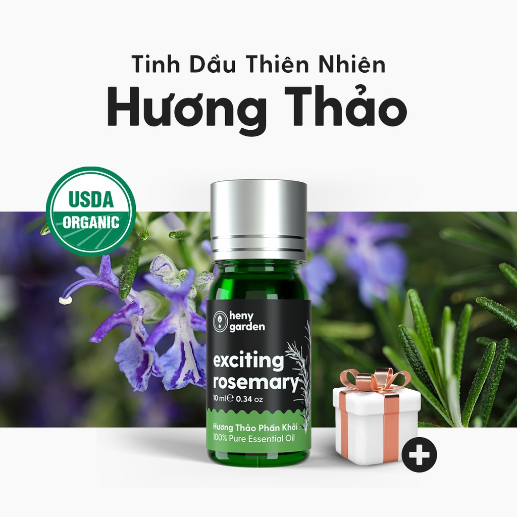 Tinh Dầu Hương Thảo Organic Nguyên Chất Đậm Đặc Xông Thơm Phòng, Làm Nến Thơm Thiên Nhiên, Giúp Dễ Ngủ Heny Garden 10mL