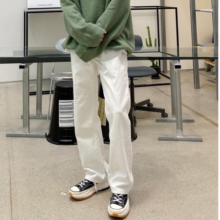 Quần jean nam hàn quốc baggy jeans nam ống rộng màu trắng unisex Kun Shop | BigBuy360 - bigbuy360.vn