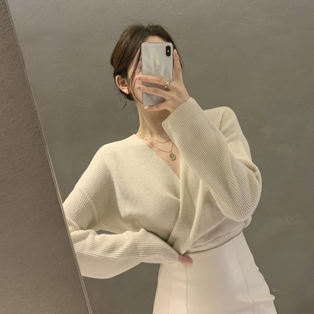 Áo len nữ dài tay cổ chữ V thời trang Hàn | WebRaoVat - webraovat.net.vn