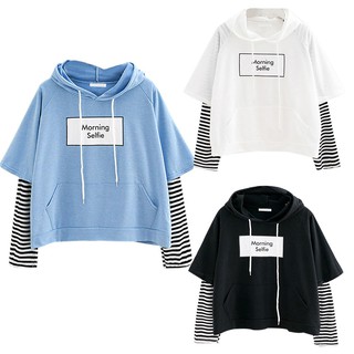 Áo hoodie tay dài giả hai lớp theo phong cách swag cá tính