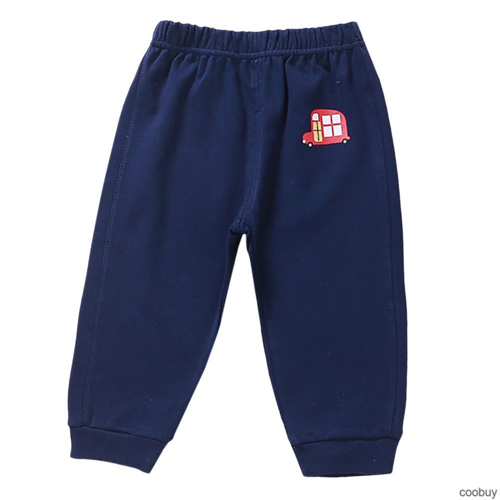 Quần Dài Cotton Lưng Thun In Họa Tiết Hoạt Hình Cho Bé