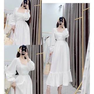 ĐẦM VÁY PHỐI REN ĐUÔI XOÈ