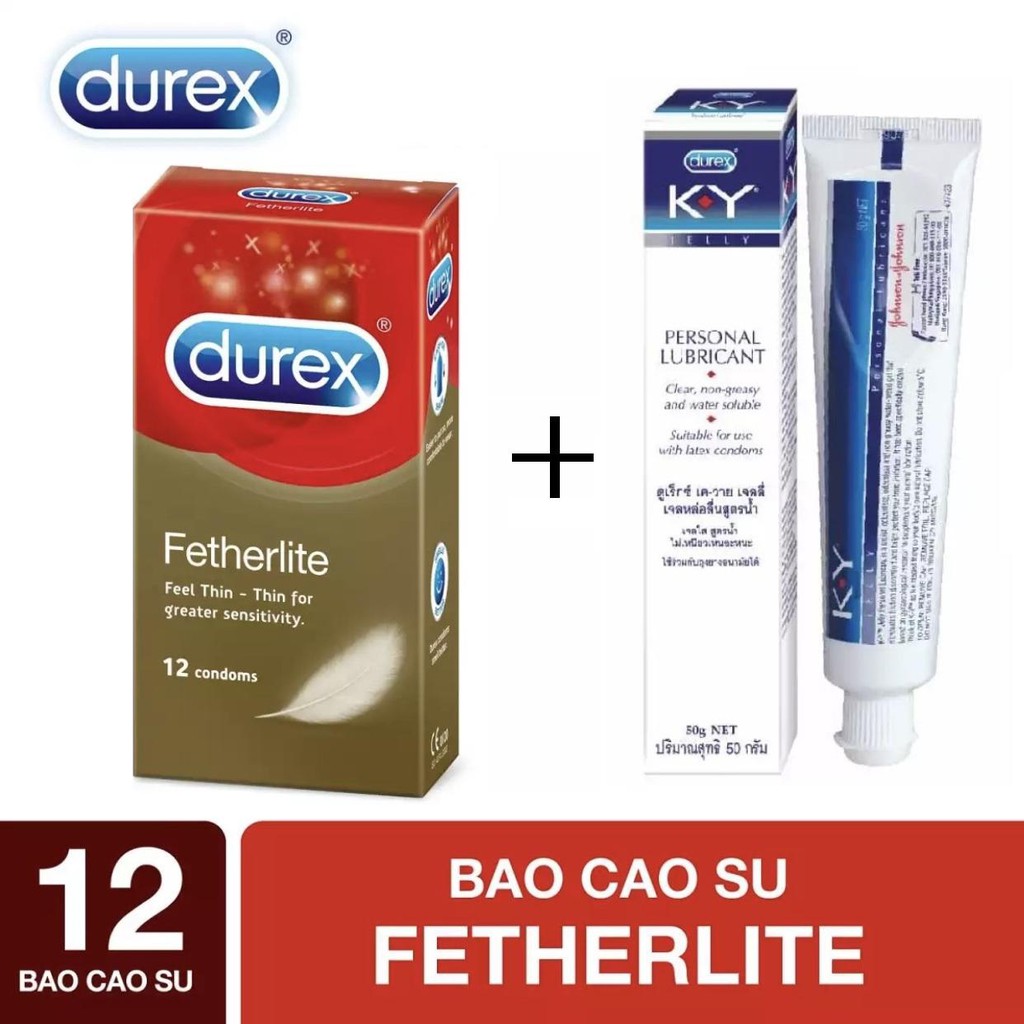 Combo bao cao su durex siêu mõng+gel KY