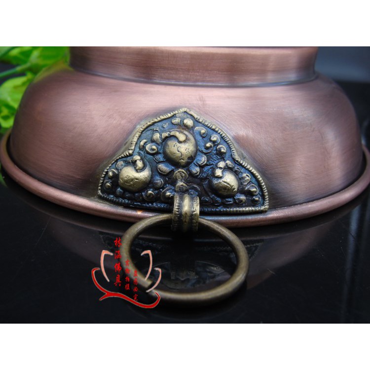 Chảo cúng khói bằng đồng đỏ - Pháp khí Mật tông - Phật giáo Tây Tạng