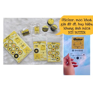 SET QUÀ TẶNG BTS BUTTER - Móc khóa khung ảnh nhựa, griptok, popsocket điện thoại, pin huy hiệu, sticker trang trí