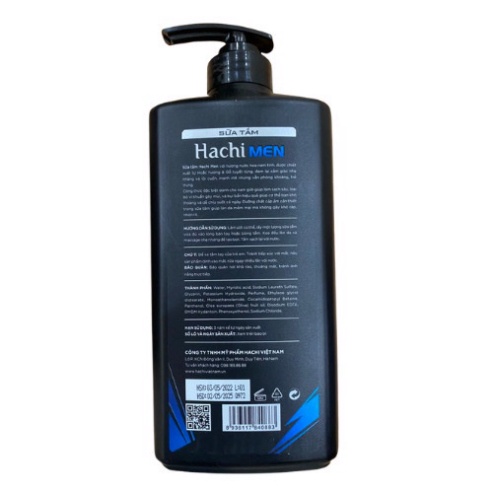 Sữa tắm nam hương nước hoa BODY WASH Hachi Men khử mùi làm sạch sâu 650ml