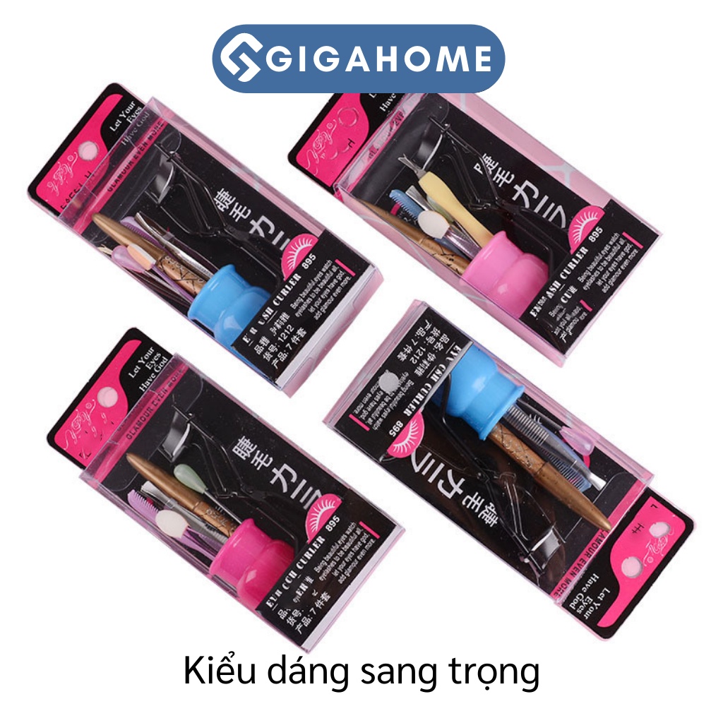 Bộ 7 Món Trang Điểm Mắt GIGAHOME Gồm Mascara, Kẹp Bấm Mi, Cọ Tán, Lược, Chì Kẻ Mày... 9609
