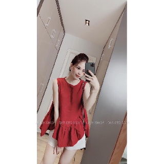 SET ÁO ĐỎ SÁT NÁCH + QUẦN SOC TRẮNG CHO NỮ