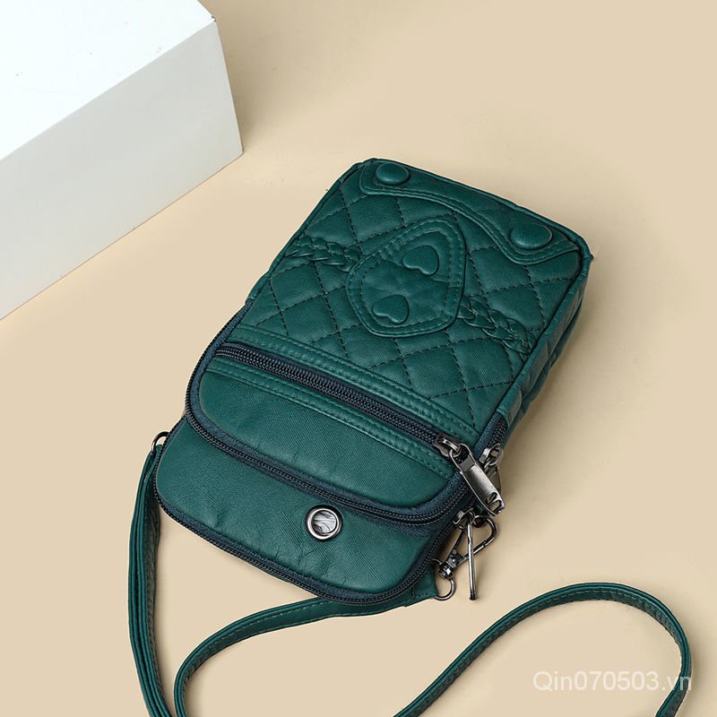 Túi đeo chéo đựng điện thoại nhiều ngăn bằng da thời trang cho nữ