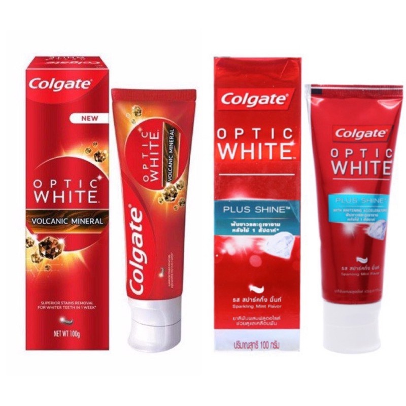 Kem Đánh Răng Colgate Optic White Flush Shine,  Khoáng Núi Lửa Giúp Răng Luôn Trắng Sáng, Loại Bỏ Vết Ố Vàng Hộp 100g